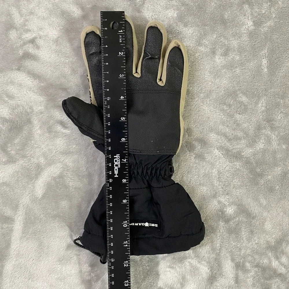 McTwist Ski Gloves Ladies Medium Black Tan Primaloft DriGard Waterproof Floral